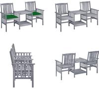 vidaXL Chaises de jardin avec table de thé et coussins en bois massif d'acacia - Chaise de jardin avec table de thé - Chaises de jardin avec tables de thé - Bistro Set - Holz Bistro Set