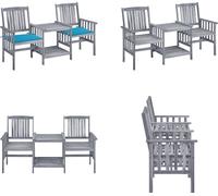 vidaXL Chaises de jardin avec table de thé et coussins en bois massif d'acacia - Chaise de jardin avec table de thé - Chaises de jardin avec tables de thé - Bistro Set - Holz Bistro Set