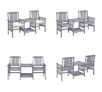 vidaXL Chaises de jardin avec table de thé et coussins en bois massif d'acacia - Chaise de jardin avec table de thé - Chaises de jardin avec tables de thé - Bistro Set - Holz Bistro Set
