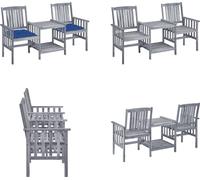 vidaXL Chaises de jardin avec table de thé et coussins en bois massif d'acacia - Chaise de jardin avec table de thé - Chaises de jardin avec tables de thé - Bistro Set - Holz Bistro Set