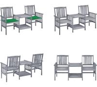 vidaXL Chaises de jardin avec table de thé et coussins en bois massif d'acacia - Chaise de jardin avec table de thé - Chaises de jardin avec tables de thé - Bistro Set - Holz Bistro Set