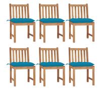 vidaXL Chaises de jardin Bois teck cousin Bleu - Lot de 6