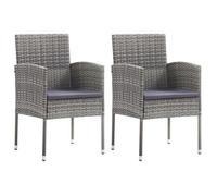 vidaXL Chaises de jardin avec coussins gris foncé 2 pcs. Gris Polyrattan