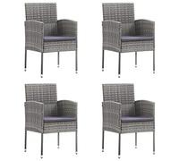 vidaXL Chaises de jardin 4 pcs en résine tressée gris avec coussins gris foncé