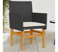 vidaXL Chaises de jardin coussins - Lot de 2 - Noir, Résine tressée