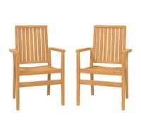 vidaXL Chaises de jardin empilables 56,5x57,5x91 cm Bois massif teck - Lot de 2