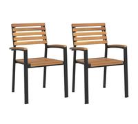 vidaXL Chaises de jardin empilables 2 pcs. Bois massif acacia et métal