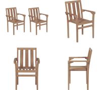 vidaXL Chaises de jardin empilables 2 pcs. Teck massif - Chaise empilable - Chaises empilables - Chaise de jardin - Chaises de jardin