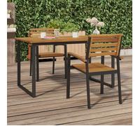 vidaXL Chaises de jardin empilables 2 pcs. Bois massif acacia et métal