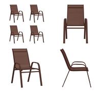vidaXL Chaises de jardin empilables 4 pcs. Brun Textilene - Chaise de jardin empilable - Chaises empilables - Meuble de jardin - Chaise de jardin