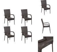 vidaXL Chaises de jardin empilables 4 pcs. Poly Rotin Marron - Chaises de jardin