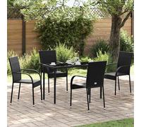 vidaXL Chaises de jardin empilables 4 pcs. Poly rotin noir