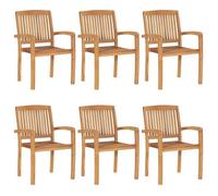vidaXL Chaises de jardin empilables 6 pièces Bois massif teck Marron G