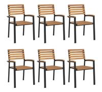 vidaXL Chaises de jardin empilables 6 pcs. Bois massif acacia et métal