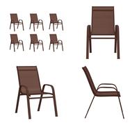 vidaXL Chaises de jardin empilables 6 pcs. Brun Textilene - Chaise de jardin empilable - Chaises empilables - Meuble de jardin - Chaise de jardin