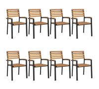 vidaXL Chaises de jardin empilables Lot de 8 – Bois massif acacia et métal, H. 87 cm