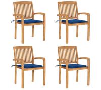 vidaXL Chaises de jardin empilables avec coussins 4 pcs. Bois massif teck