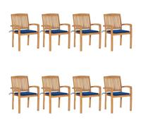 vidaXL Chaises de jardin empilables avec coussins 8 pcs. Bois massif teck