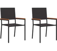vidaXL Chaises de jardin empilables, lot de 2, noir et marron, 54 x 56 x 90 cm