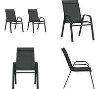 vidaXL Chaises de jardin empilables, lot de 2, noir, Textilene - Chaise de jardin empilable - Chaises empilables - Mobilier de jardin - Chaise de jardin