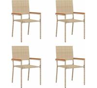 vidaXL Chaises de jardin empilables, lot de 4, crème et marron, 54 x 56 x 90 cm
