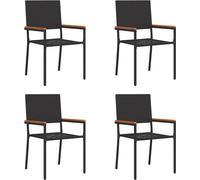 vidaXL Chaises de jardin empilables, lot de 4, noir et marron, 54 x 56 x 90 cm