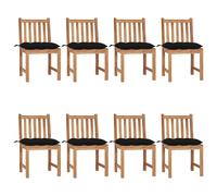 vidaXL Chaises de jardin en teck avec coussins noir