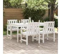 vidaXL Chaises de Jardin Ensemble de 4 Design à Lattes Blanches HDPE Mobilier de Jardin Confortable avec Accoudoirs Idéal 3335795 Blanc