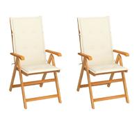 vidaXL Chaises de jardin et coussins - Lot de 2 - Bois de teck massif