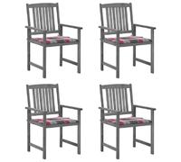 vidaXL Chaises de jardin et coussins lot de 4 Bois acacia