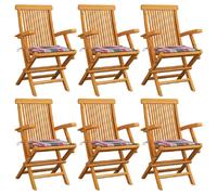 Vidaxl Chaises de jardin et coussins rouges - Lot de 6