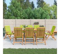 vidaXL Chaises de jardin inclinables avec coussins - Teck - Vert vif - Lot de 8
