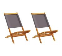 vidaXL Chaises de jardin 367691 Bois massif Acacia, tissu anthracite – Lot de 2
