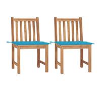 vidaXL Chaises de jardin 2 pcs. avec coussins teck massif