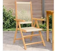 vidaXL Chaises de jardin Lot de 2 – Acacia massif & polypropylène, beige, pliantes