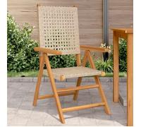 vidaXL Chaises de jardin 2 pcs. Beige Acacia massif et poly rotin