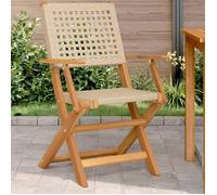 vidaXL Chaises de jardin lot de 2 beige bois massif d'acacia et rotin, siège de jardin, siège d'extérieur, chaise pliable, 367665