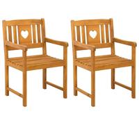 vidaXL Chaises de jardin, lot de 2, bois d'acacia massif naturel