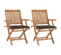 vidaXL Chaises de jardin lot de 2 et coussins taupe Bois teck massif