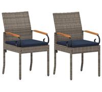 vidaXL Chaises de jardin, lot de 2, gris et bleu marine, en polyrotin et acacia