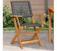 vidaXL Chaises de jardin 2 pcs. noir bois massif acacia et poly rotin
