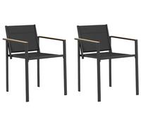 vidaXL Chaises de jardin modernes - Lot de 2 - Noir et anthracite - 53,5 x 59 x 77 cm