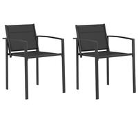 vidaXL Chaises de jardin – lot de 2 – noir et anthracite – 53,5 x 59 x 77 cm
