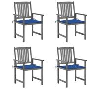 vidaXL Chaises de jardin avec coussins 4 pcs. Gris Bois massif Acacia