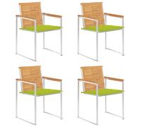 vidaXL Chaises de jardin lot de 4 avec coussins Bois de teck massif