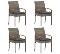 vidaXL Chaises de jardin, lot de 4, gris et gris foncé, en polyrotin et acacia