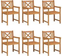 vidaXL Chaises de jardin, lot de 6, bois d'acacia massif naturel