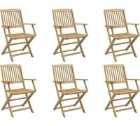 vidaXL Chaises de jardin, lot de 6, pliables, 54 x 61 x 88 cm, bois massif d'acacia