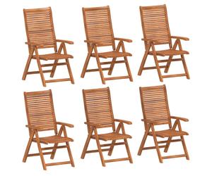 vidaXL Chaises de jardin, lot de 6, réglables, 56 x 72 x 107 cm, bois massif d'acacia