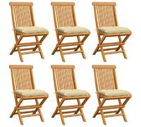 vidaXL Chaises de jardin lot de 6 - Teck massif